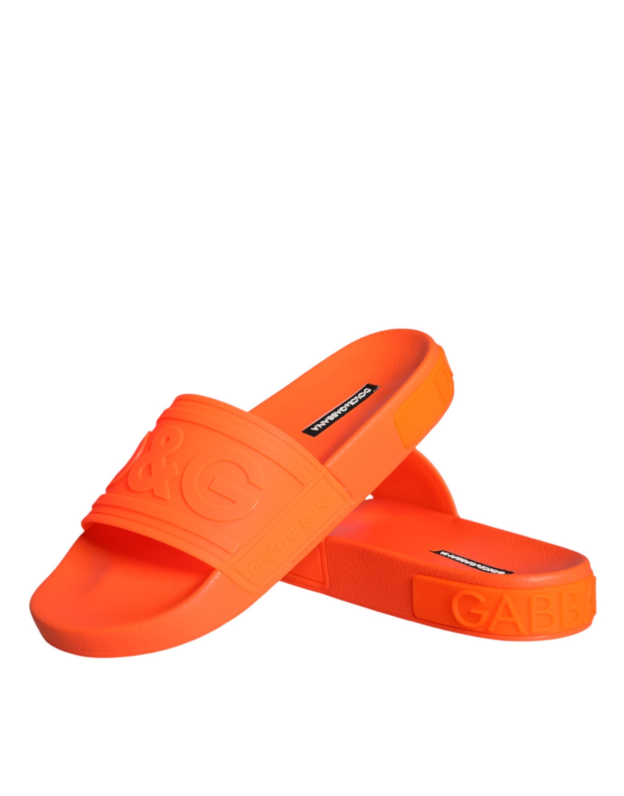 Sandales en caoutchouc orange Dolce & Gabbana, chaussures de plage confortables et élégantes pour homme.