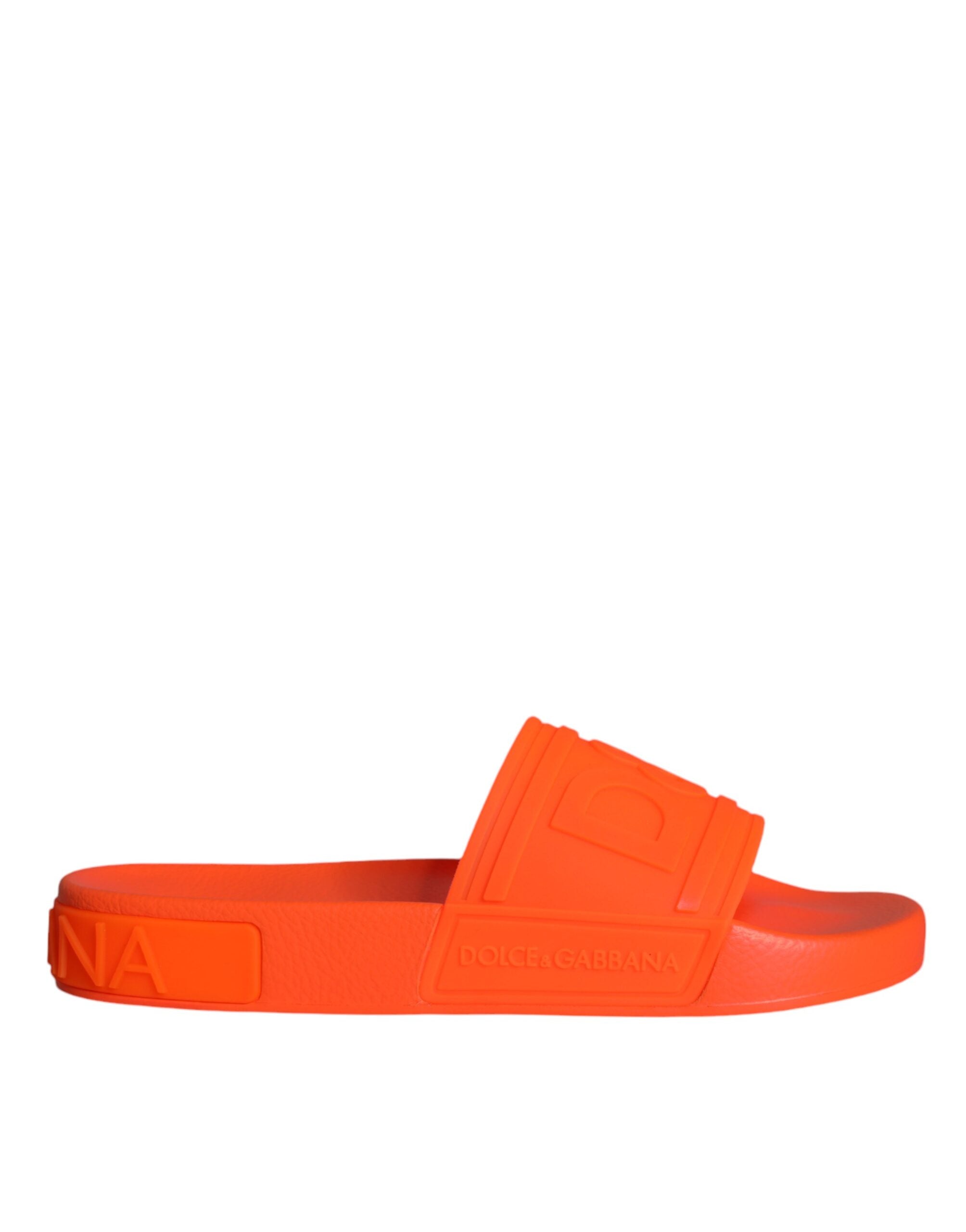 Sandales en caoutchouc orange Dolce & Gabbana pour la plage, chaussures de plage élégantes et confortables.