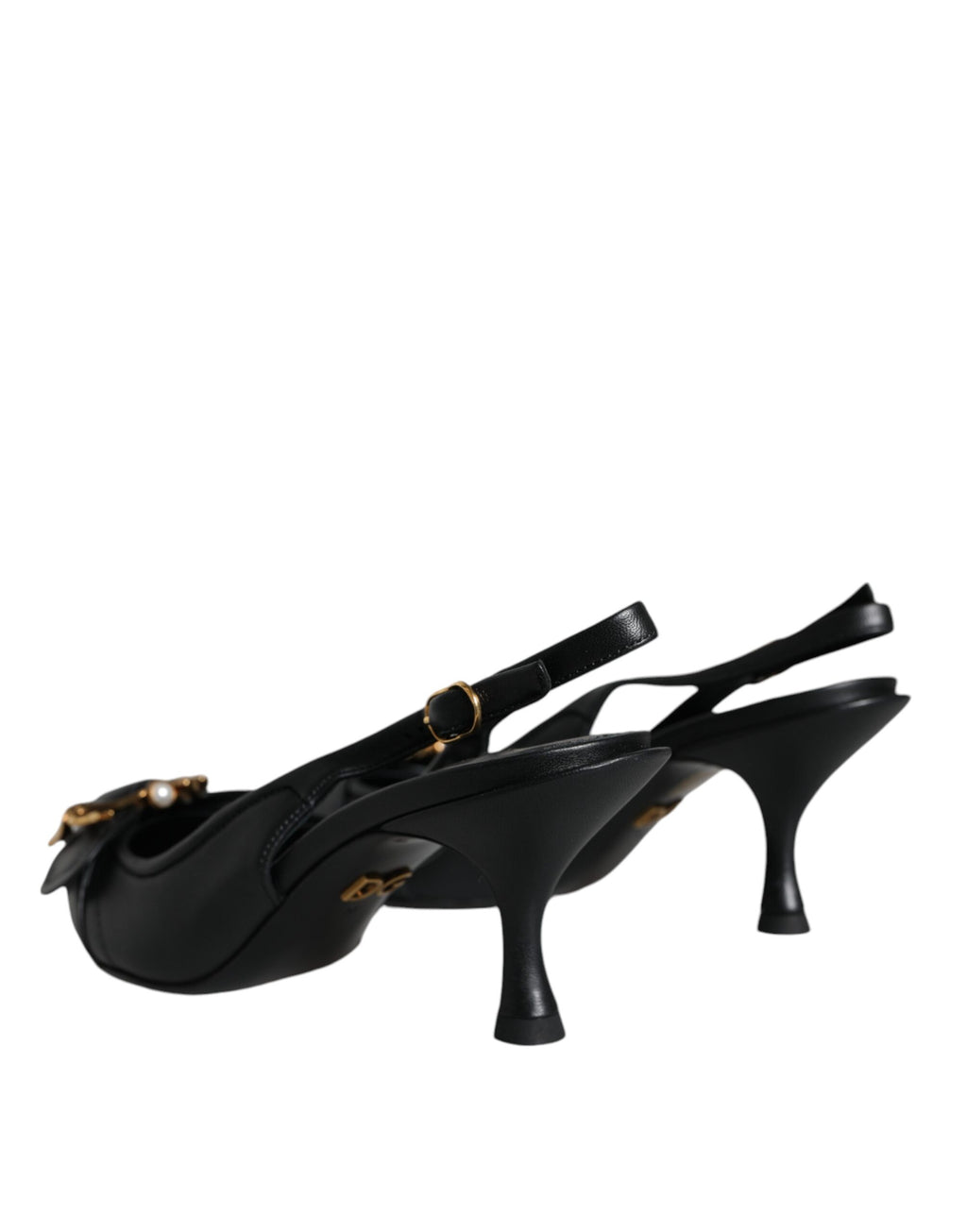 Chaussures à talons noirs Dolce & Gabbana Devotion en cuir avec bride en slingback, élégantes et sophistiquées.