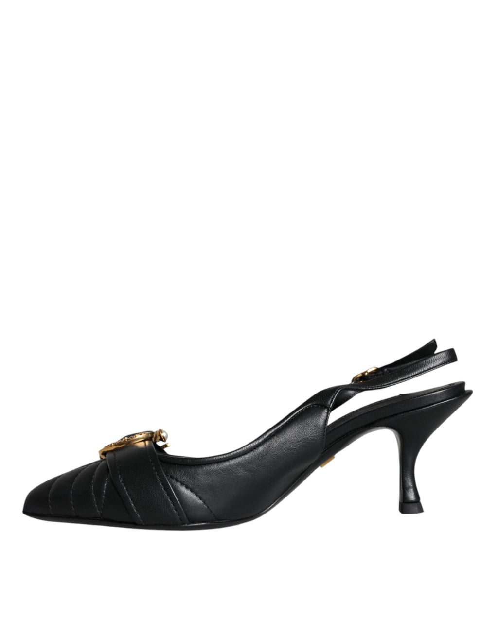 Chaussures à talons en cuir noir Dolce & Gabbana Devotion, escarpins à brides en slingback élégants.