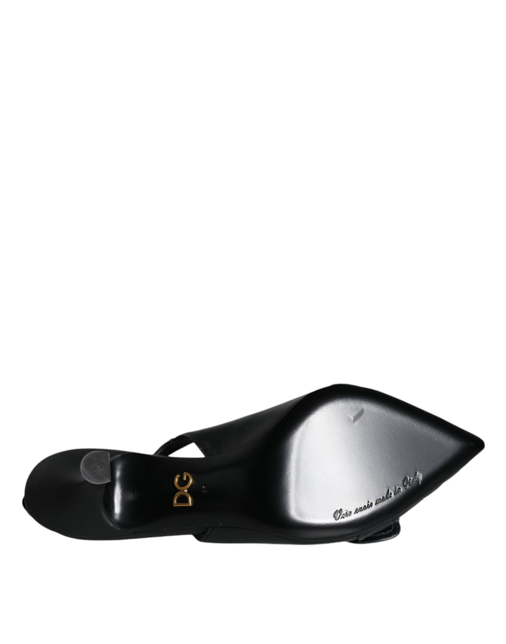 Escarpins à talons noirs Dolce & Gabbana Devotion en cuir avec bride arrière, élégants et sophistiqués.