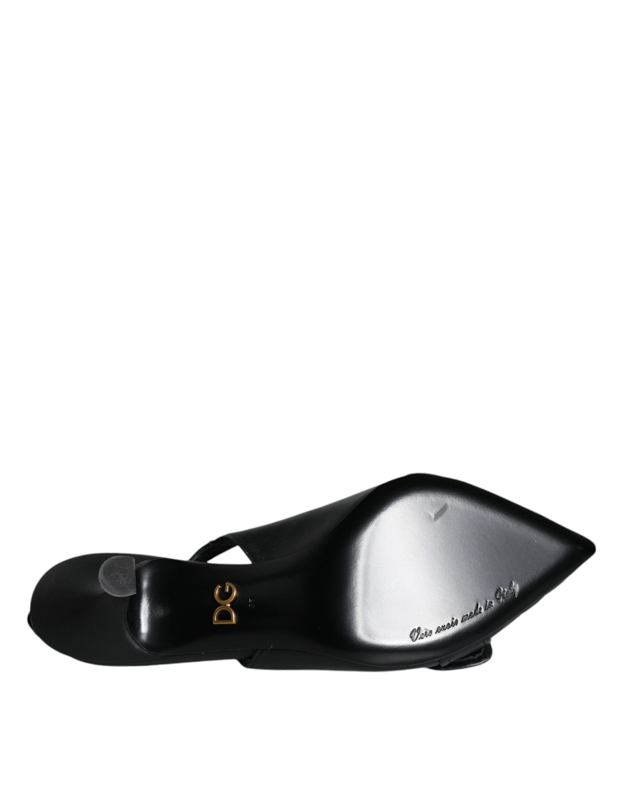 Escarpins à talons noirs Dolce & Gabbana Devotion en cuir avec bride arrière, élégants et sophistiqués.