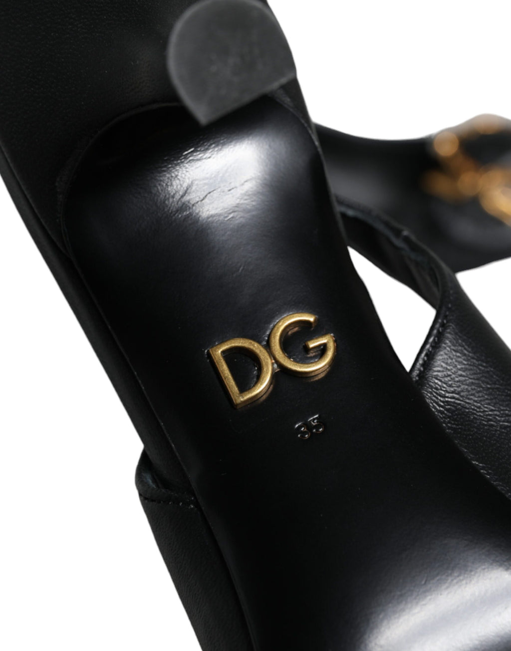 Escarpins noirs en cuir Dolce & Gabbana Devotion à talons et bride arrière, chaussures élégantes pour femmes.