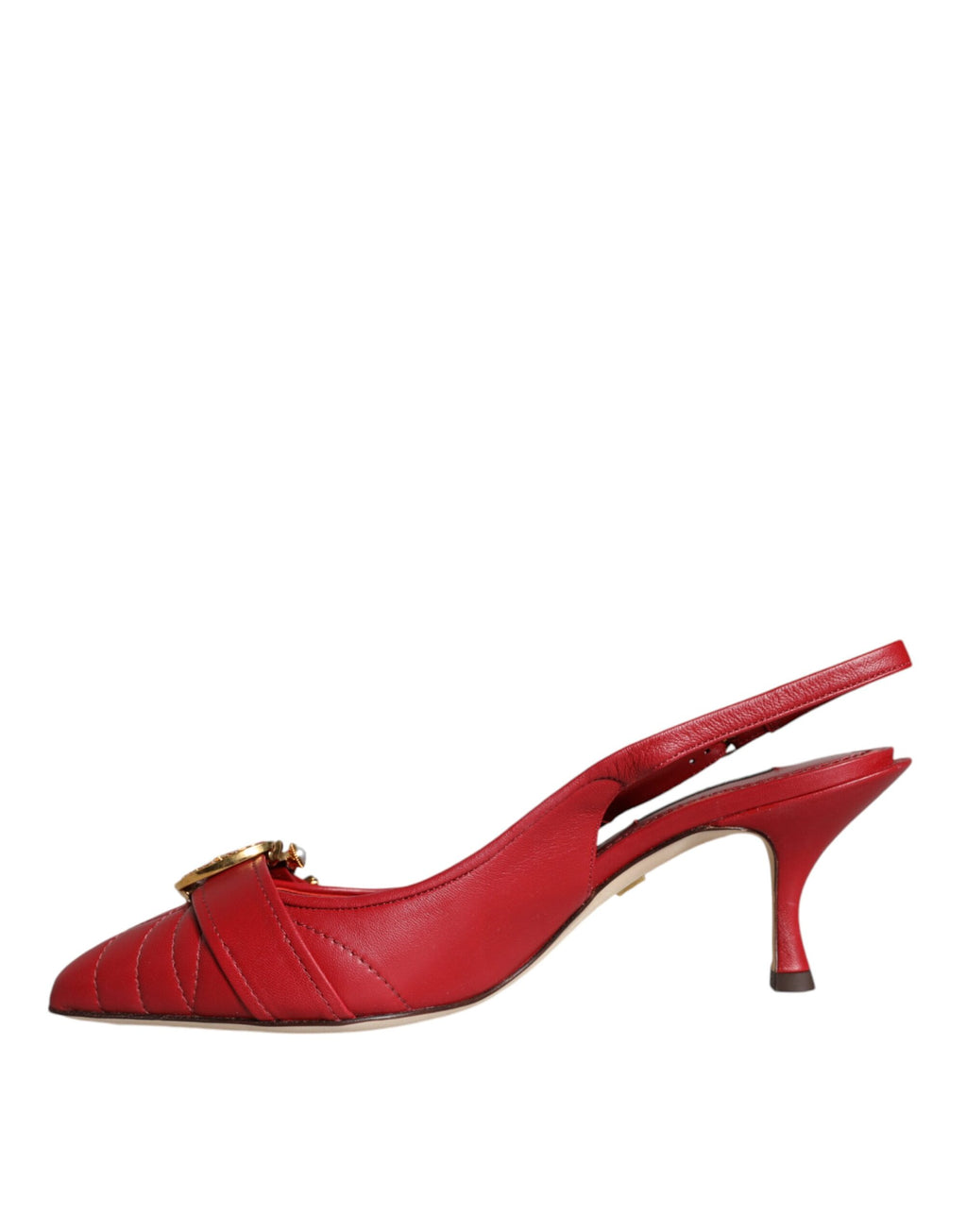 Escarpins en cuir rouge Dolce & Gabbana Devotion avec talons, bout pointu et bride arrière, pour femme élégante.