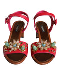 Sandales en cuir fuchsia Dolce & Gabbana Keira avec embellissements, élégantes et confortables, pour un style sophistiqué.