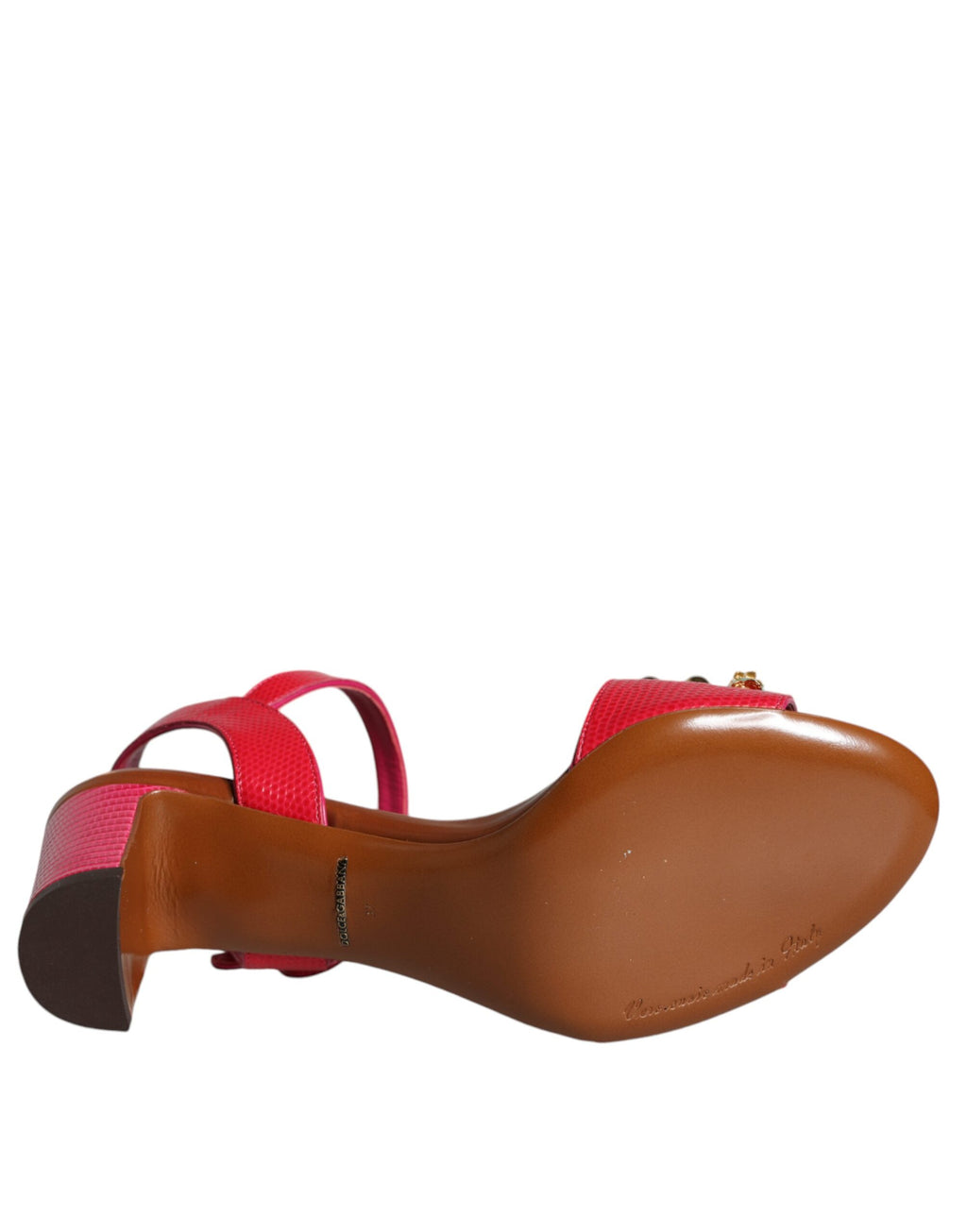 Sandales Dolce & Gabbana Keira en cuir fuchsia avec embellissements, chaussures élégantes pour femmes.