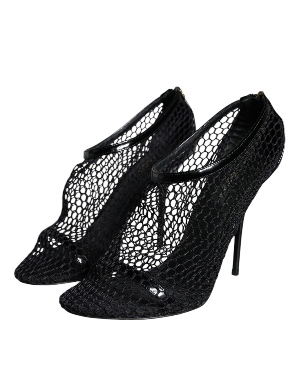 Sandales à talons en mesh noir et cuir de Dolce & Gabbana Keira, chaussures élégantes avec semelle fine et design sophistiqué.