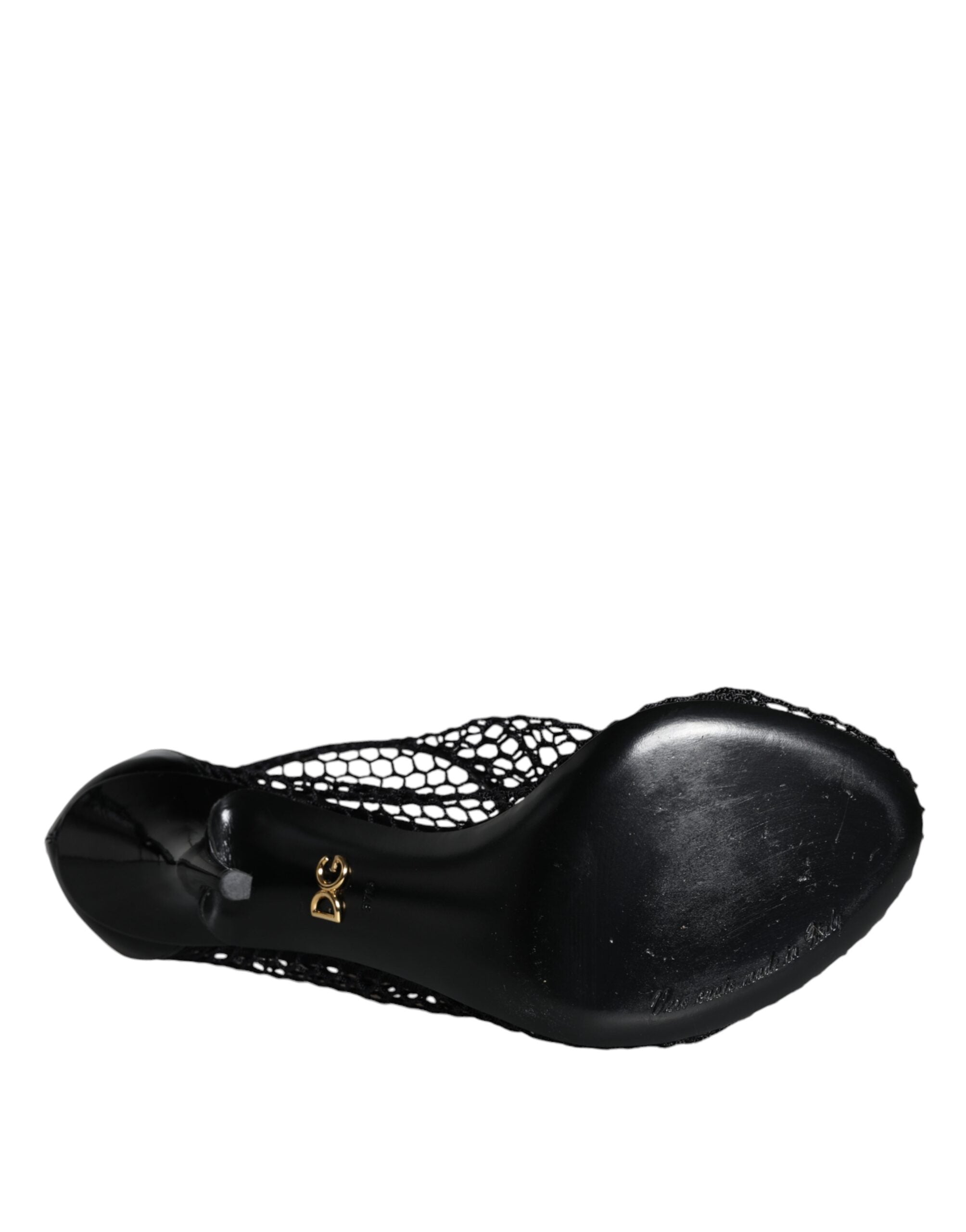 Sandales à talons en mesh noir et cuir Dolce & Gabbana Keira, chaussures élégantes avec design sophistiqué.