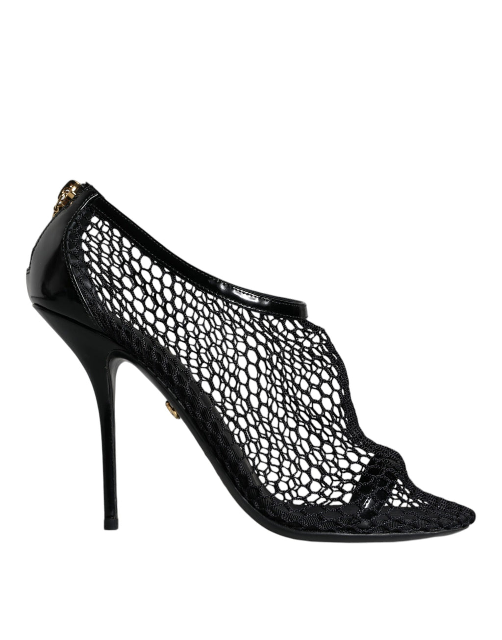 Sandales à talons noires Dolce & Gabbana Keira en mesh et cuir, chaussure élégante avec design sophistiqué.