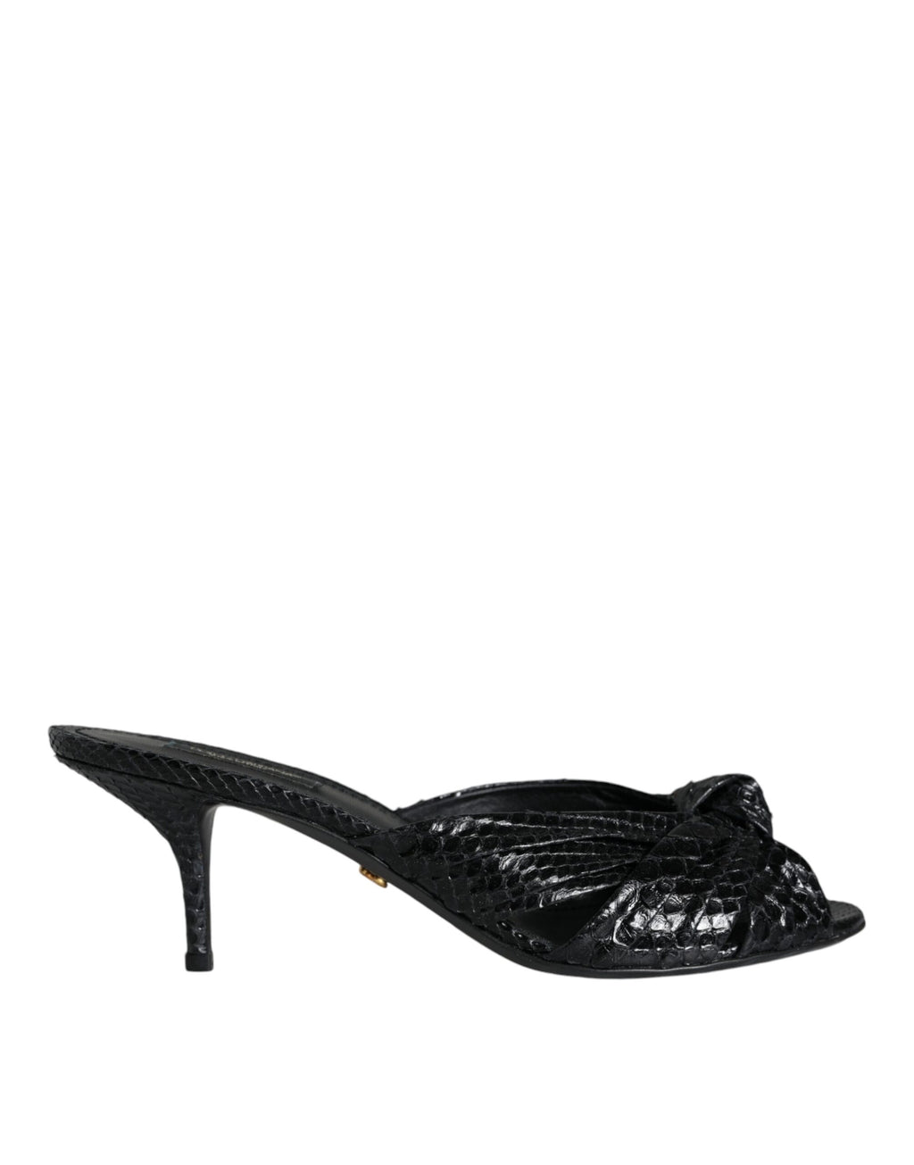 Sandales Dolce & Gabbana en cuir noir, sandales à talons slides élégantes, vues de dessus.