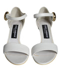 Sandales Keira en cuir blanc Dolce & Gabbana, chaussures à talons élégants et sophistiqués, vues de côté.