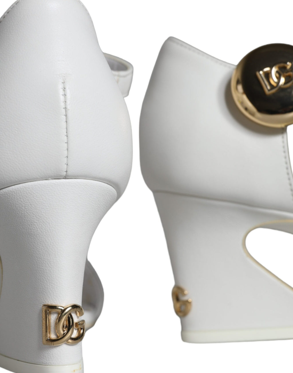Chaussures à talons blanches Dolce & Gabbana Keira en cuir avec bride élégante et semelle fine.
