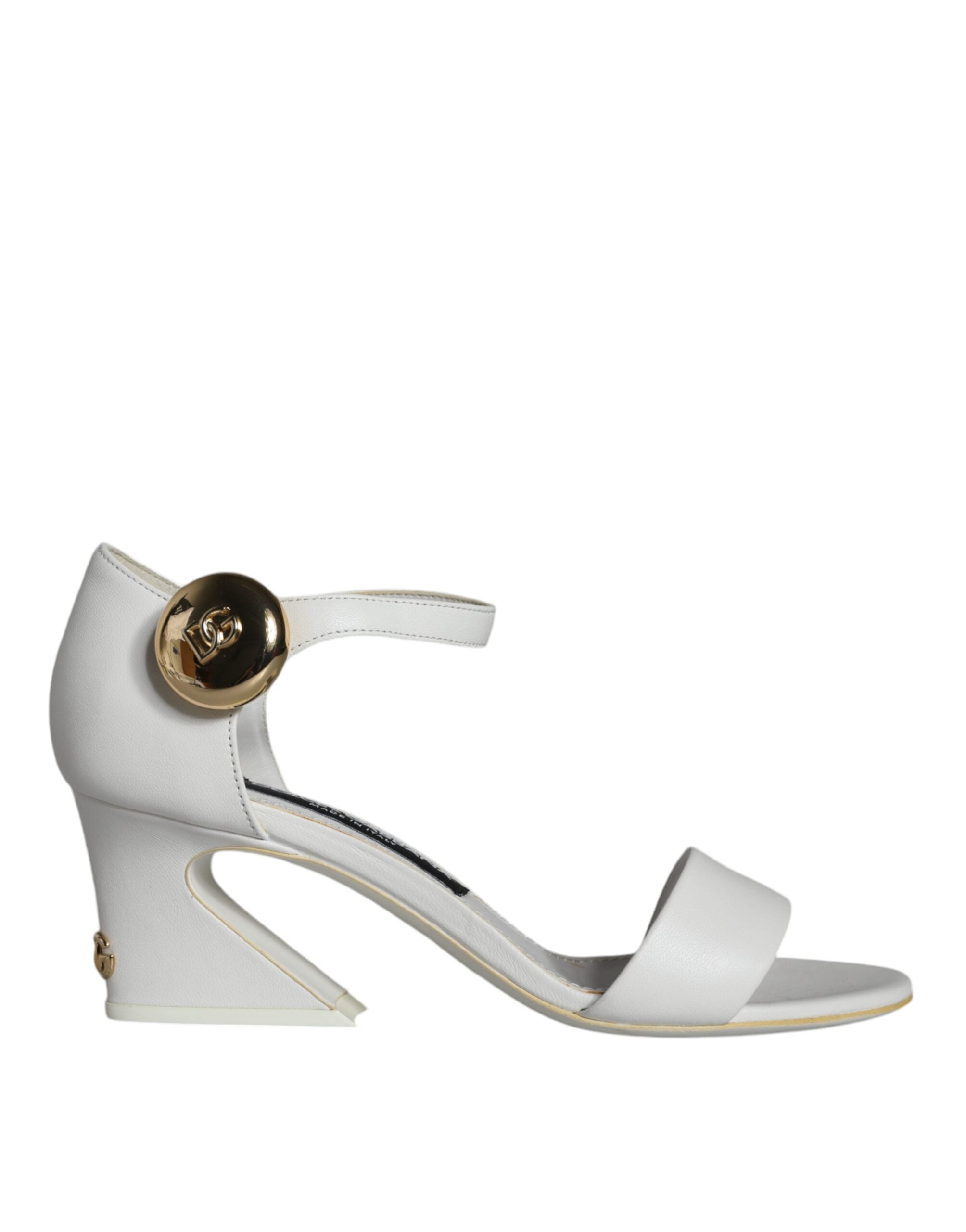 Sandales à talons en cuir blanc Dolce & Gabbana Keira, chaussures élégantes avec design sophistiqué et finition de qualité.