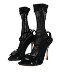 Sandales à talons aiguilles en mesh noir de Dolce & Gabbana, chaussures élégantes et sophistiquées.