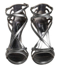 Sandales à talons en cuir argenté Dolce & Gabbana Keira, chaussures élégantes avec design sophistiqué.