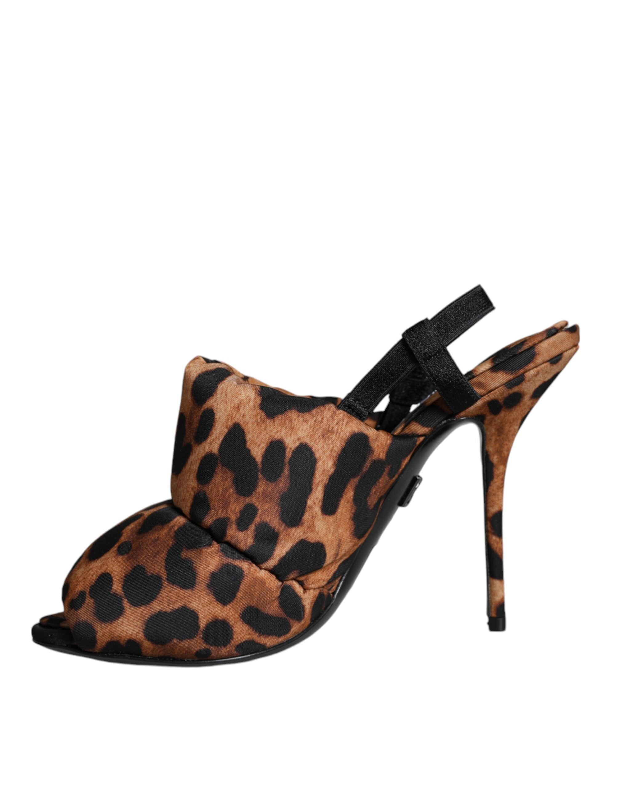 Sandales Dolce & Gabbana Keira à talons en cuir marron avec imprimé léopard, élégantes et tendance.