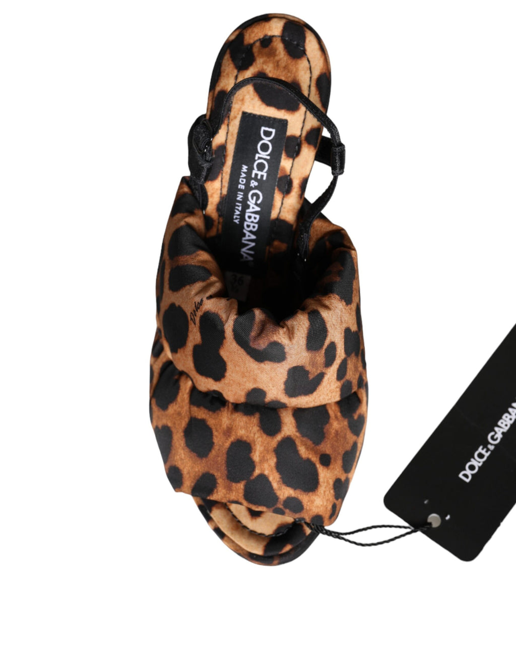 Sandales à talons Dolce & Gabbana Keira en cuir marron à motif léopard, avec bride arrière et design élégant.