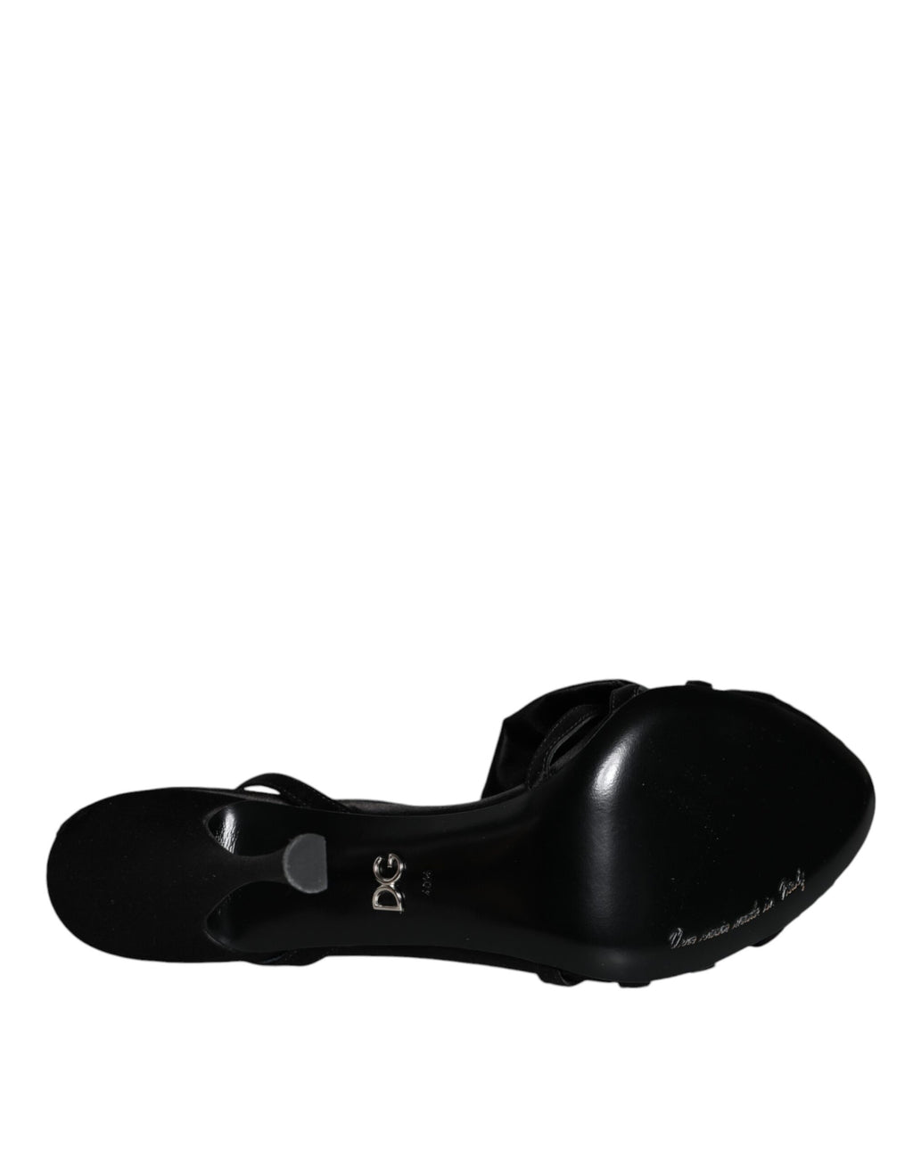 Sandales à talons Dolce & Gabbana noires avec bride à cristaux à la cheville, chaussures élégantes en cuir.