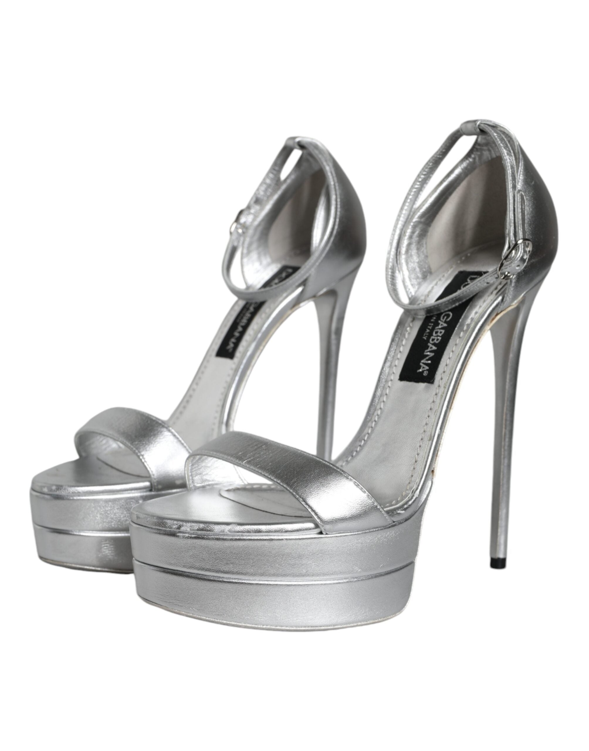Sandales à talons Dorés Dolce & Gabbana KEIRA avec brides à la cheville et design élégant, visibles sur la chaussure.