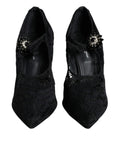 Chaussures Dolce & Gabbana Mary Jane noires avec dentelle, cristaux et talons, élégantes chaussures à talons pour femmes