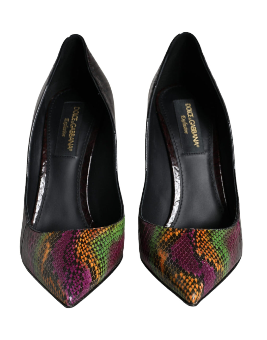 Chaussures à talons Dolce & Gabbana en cuir exotique multicolore, ballerines élégantes pour femmes.
