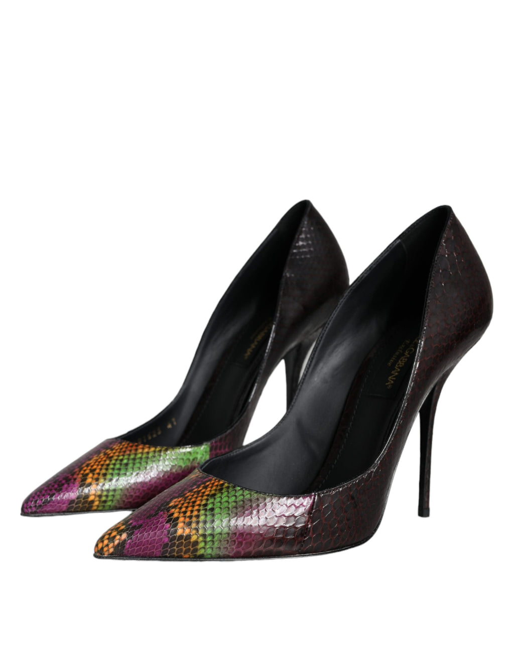 Talons Dolce & Gabbana en cuir exotique multicolore, chaussures à talons élégantes et sophistiquées.