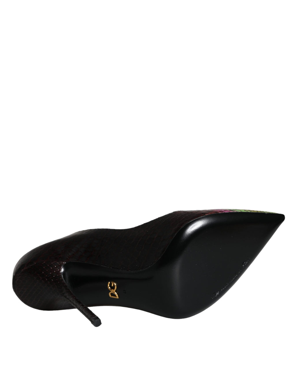 Escarpins Dolce & Gabbana en cuir exotique multicolore, talons hauts et design élégant.