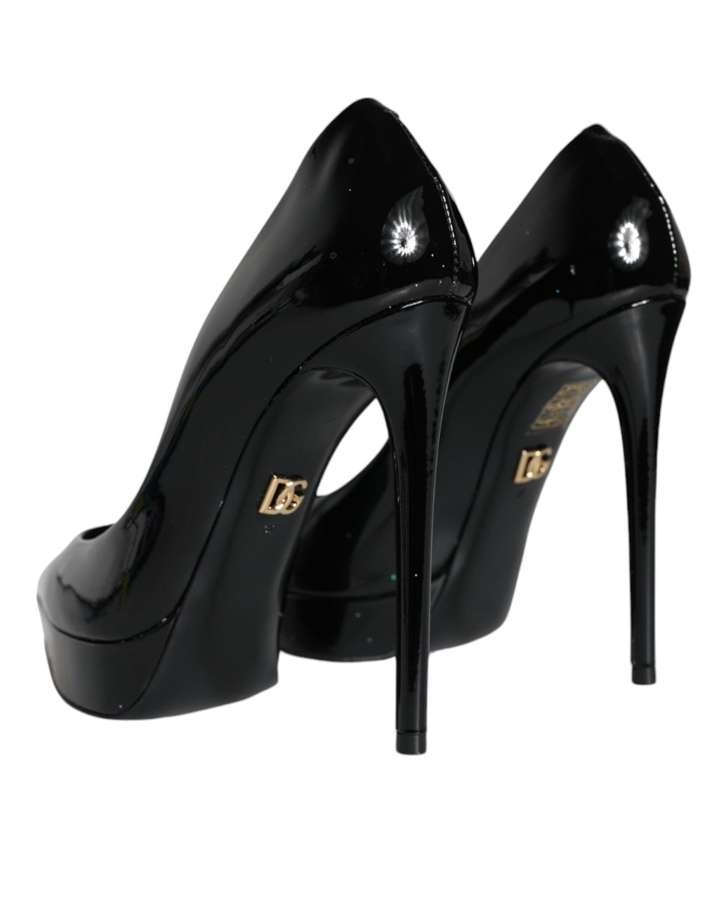Chaussures à talons compensés en cuir noir Dolce & Gabbana, élégantes et sophistiquées, vue de face.