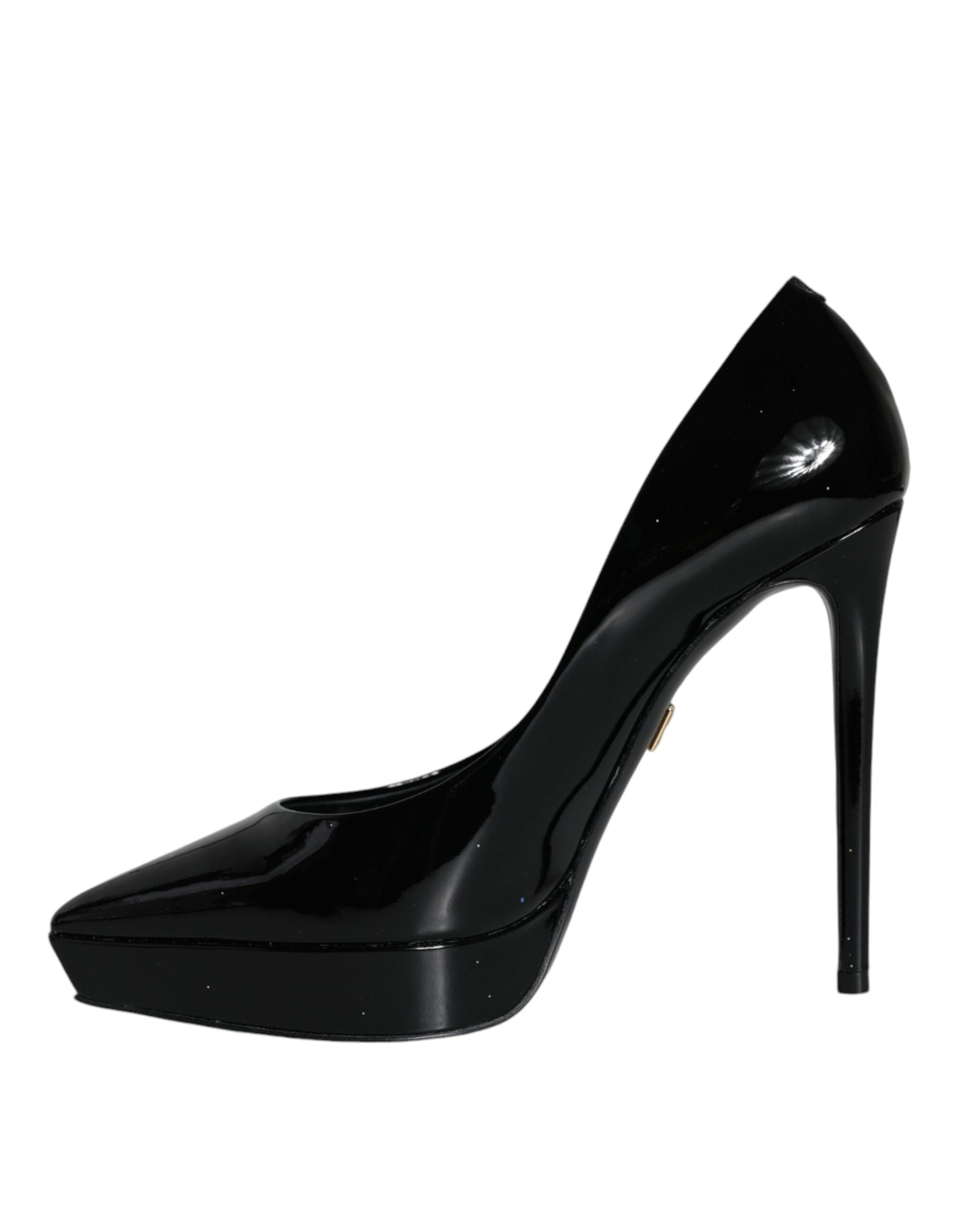 Chaussures à talons plateformes en cuir noir de Dolce & Gabbana, escarpins élégants pour femmes.