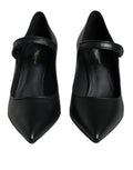 Escarpins Dolce & Gabbana en cuir noir avec logo, style Mary Janes, chaussures élégantes pour femme.
