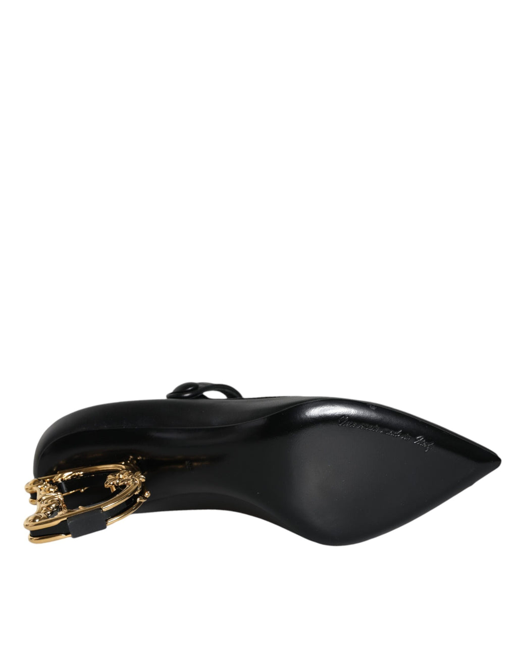 Chaussures Dolce & Gabbana, escarpins noirs en cuir avec logo, style Mary Janes et talons élégants.