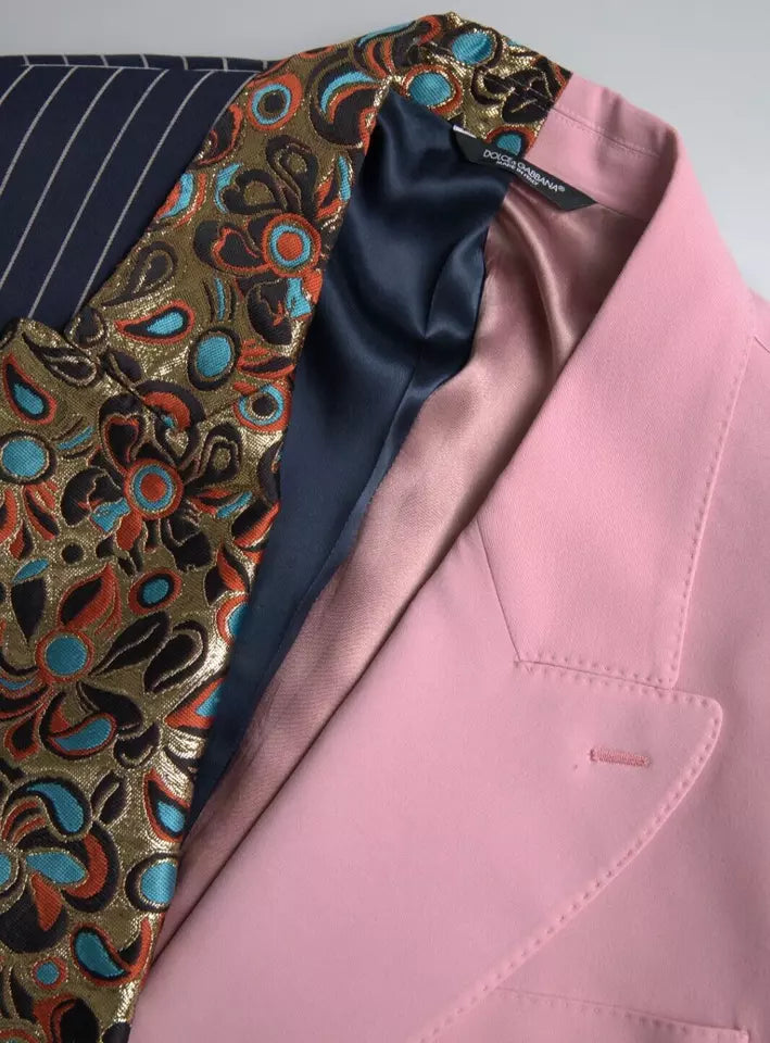 Blazer Dolce & Gabbana à patchwork multicolore, à simple boutonnage, en tissu élégant et tendance.