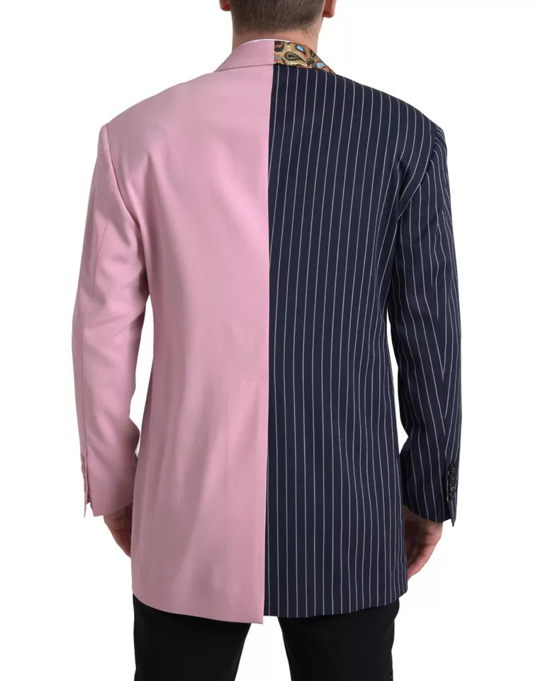 Blazer à carreaux multicolores Dolce & Gabbana en tissu à motif patchwork, coupe simple à un bouton, style élégant et moderne.