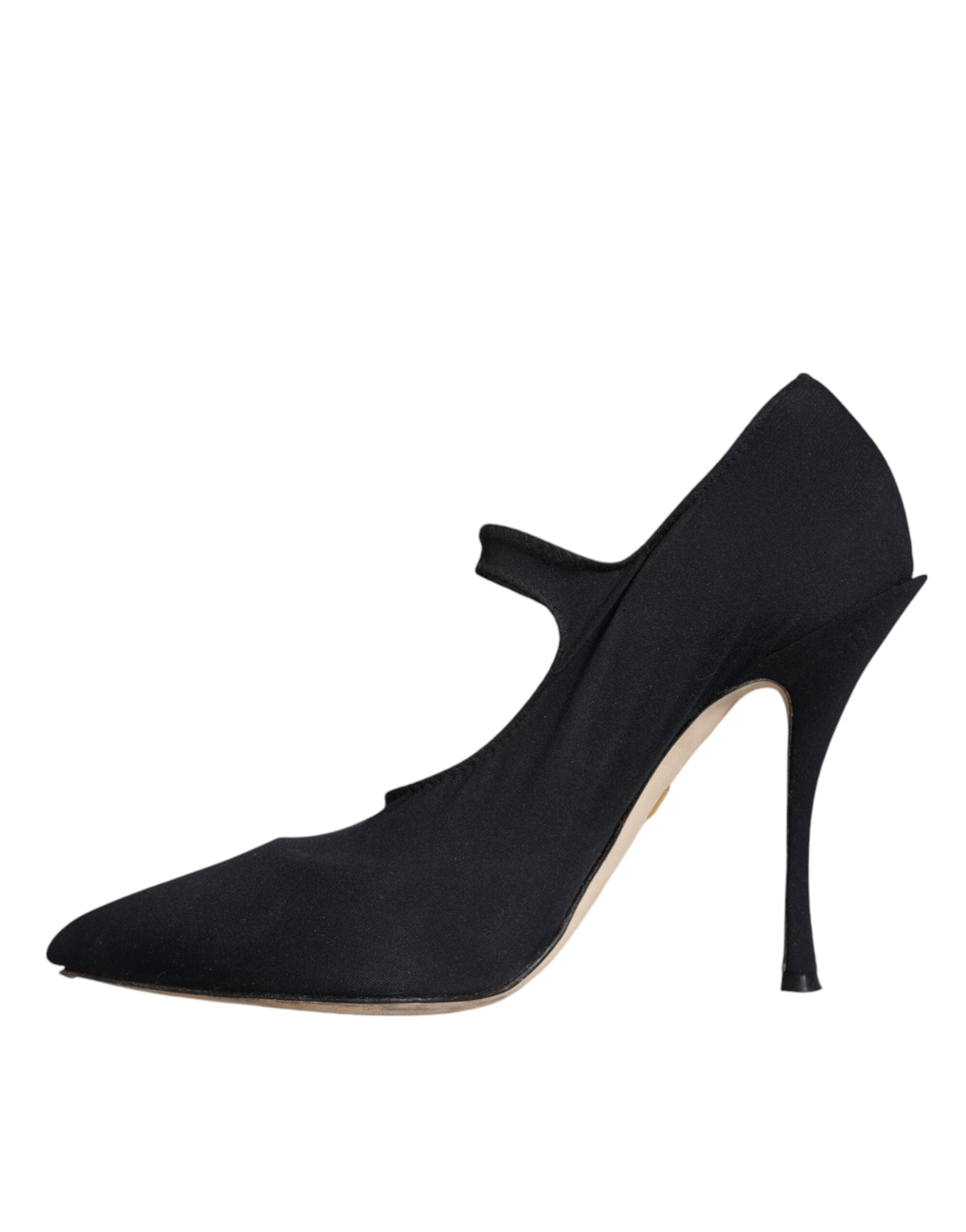 Chaussures à talons Dolce & Gabbana Mary Jane en jersey noir avec cristaux, élégantes et sophistiquées.