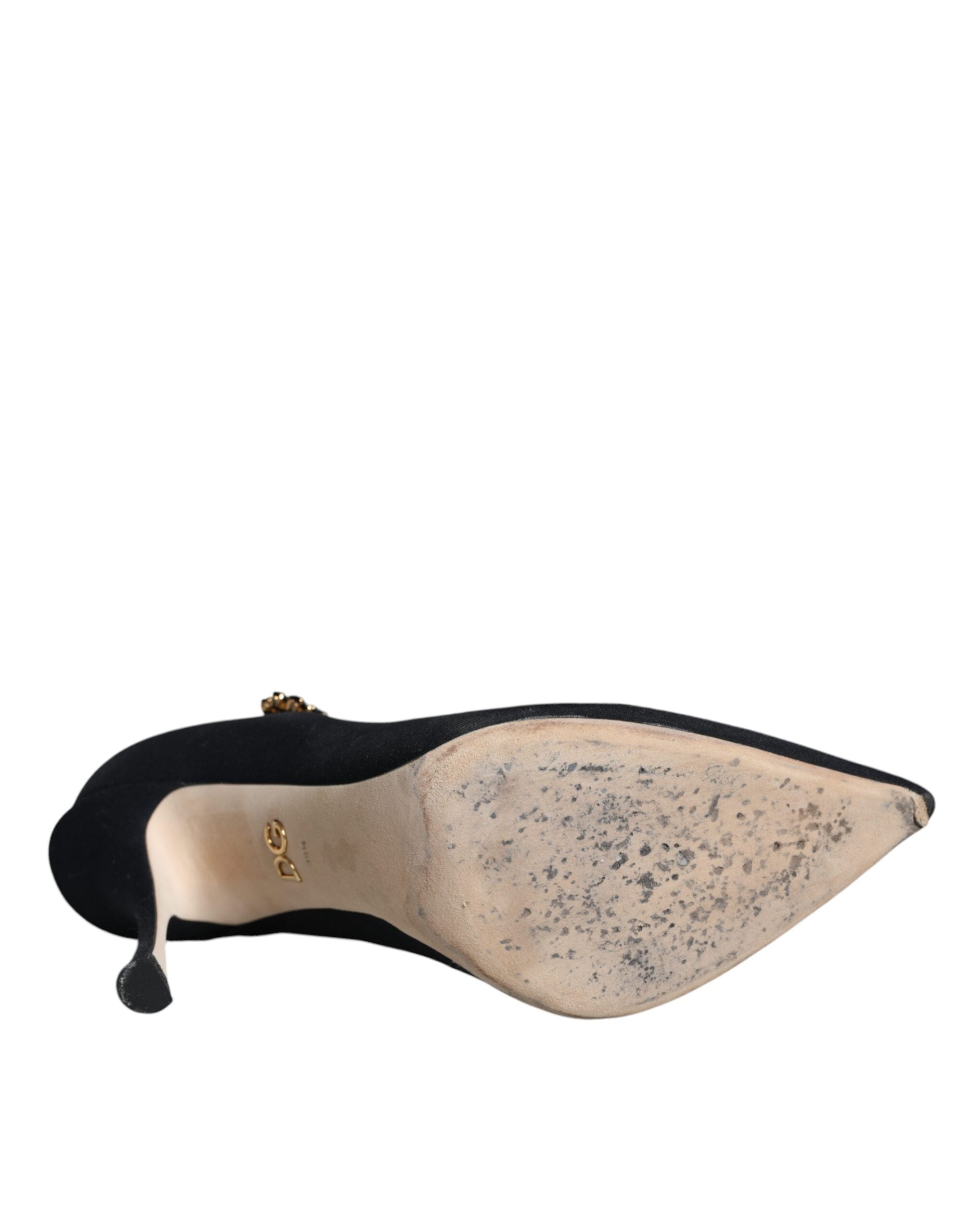 Chaussures Dolce & Gabbana Mary Jane noires en jersey avec cristaux, talons élégants et design sophistiqué.
