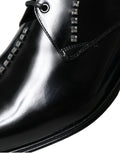 Chaussures formelles en cuir noir Dolce & Gabbana avec cristaux, élégantes et sophistiquées pour occasion spéciale.