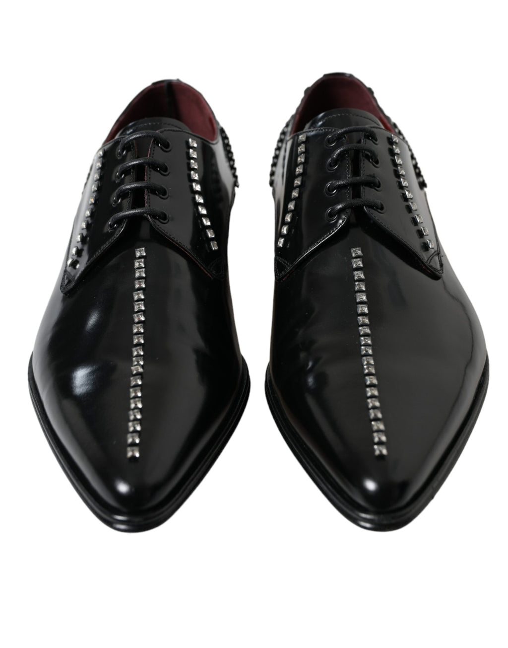 Chaussures formelles en cuir noir Dolce & Gabbana avec cristaux, élégantes et sophistiquées pour occasion spéciale.