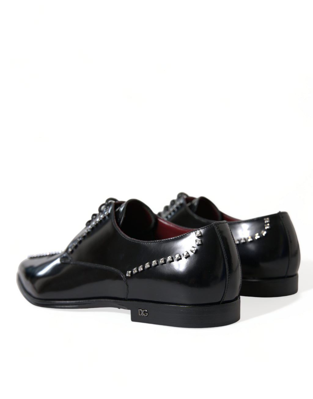 Chaussures formelles en cuir noir Dolce & Gabbana avec cristaux, élégantes et raffinées pour occasion spéciale.