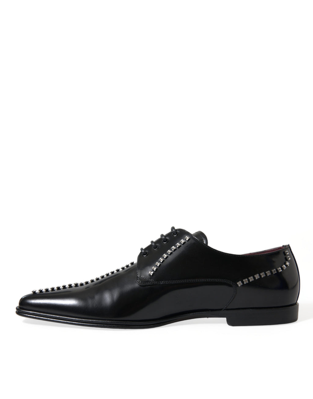Chaussures habillées en cuir noir avec cristaux de Dolce & Gabbana, élégantes chaussures formelles pour homme.
