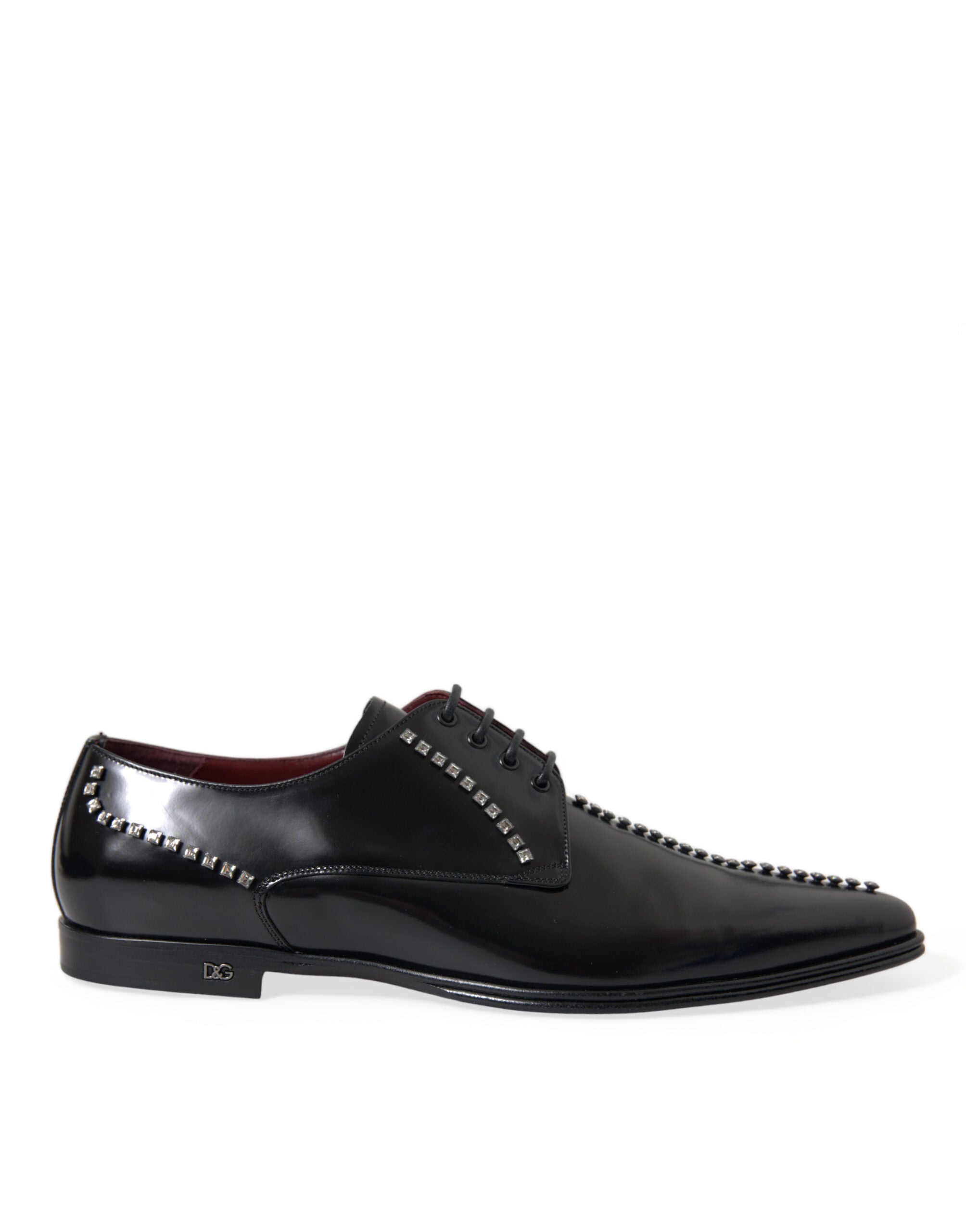 Chaussures formelles en cuir noir Dolce & Gabbana avec cristaux, élégantes et sophistiquées pour occasions spéciales.