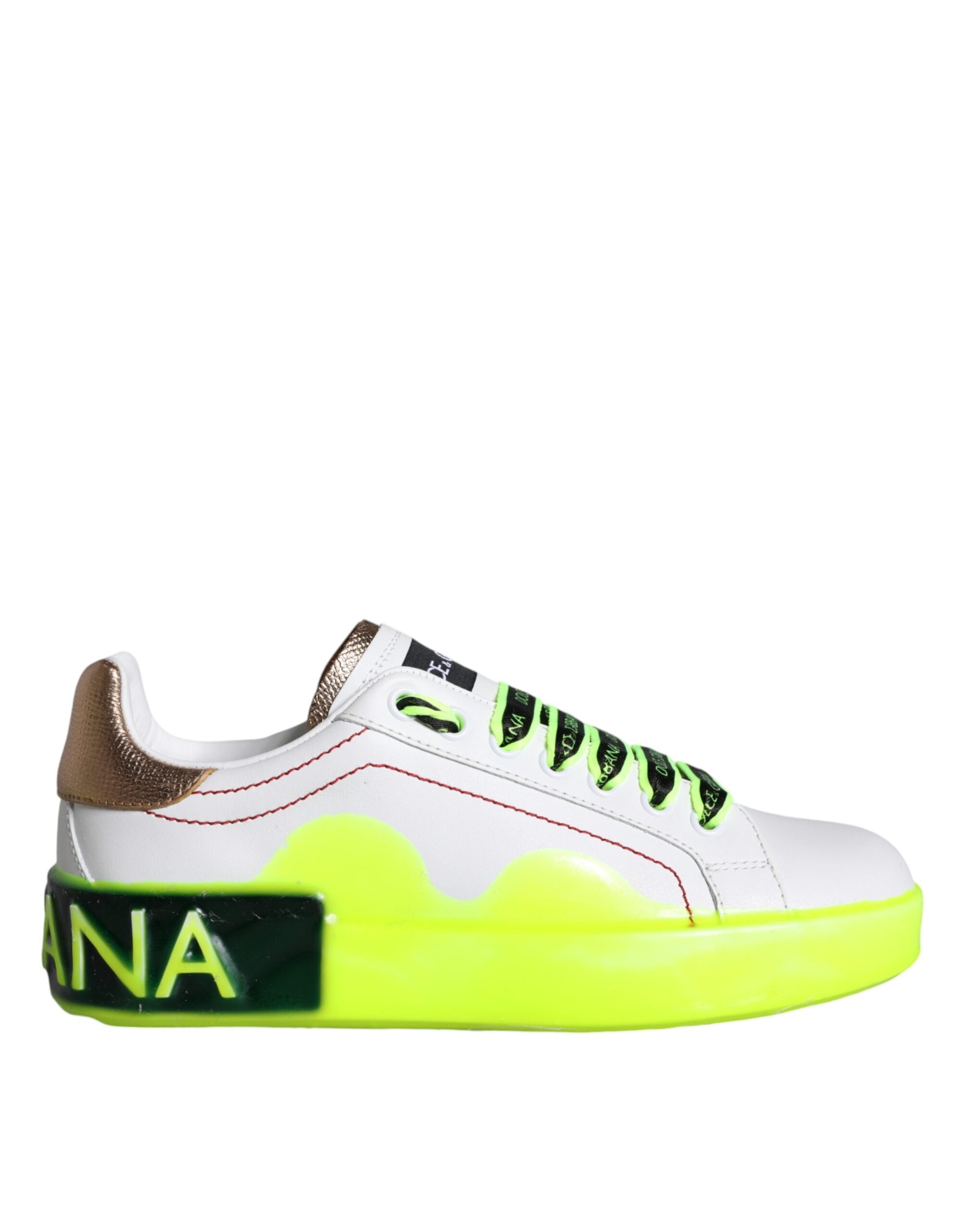 Chaussures basses en cuir blanc Dolce & Gabbana Portofino, sneakers basses élégants pour homme ou femme.