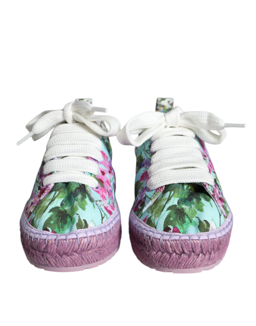 Chaussures sneakers Dolce & Gabbana espadrilles en toile multicolore avec motif floral, idéales pour un style estival.