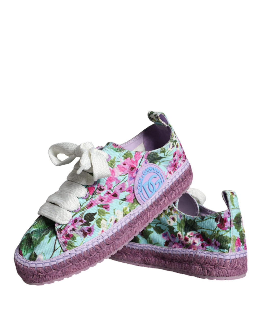 Chaussures sneakers Dolce & Gabbana en toile multicolore avec motifs floraux, espadrilles confortables pour l'été.