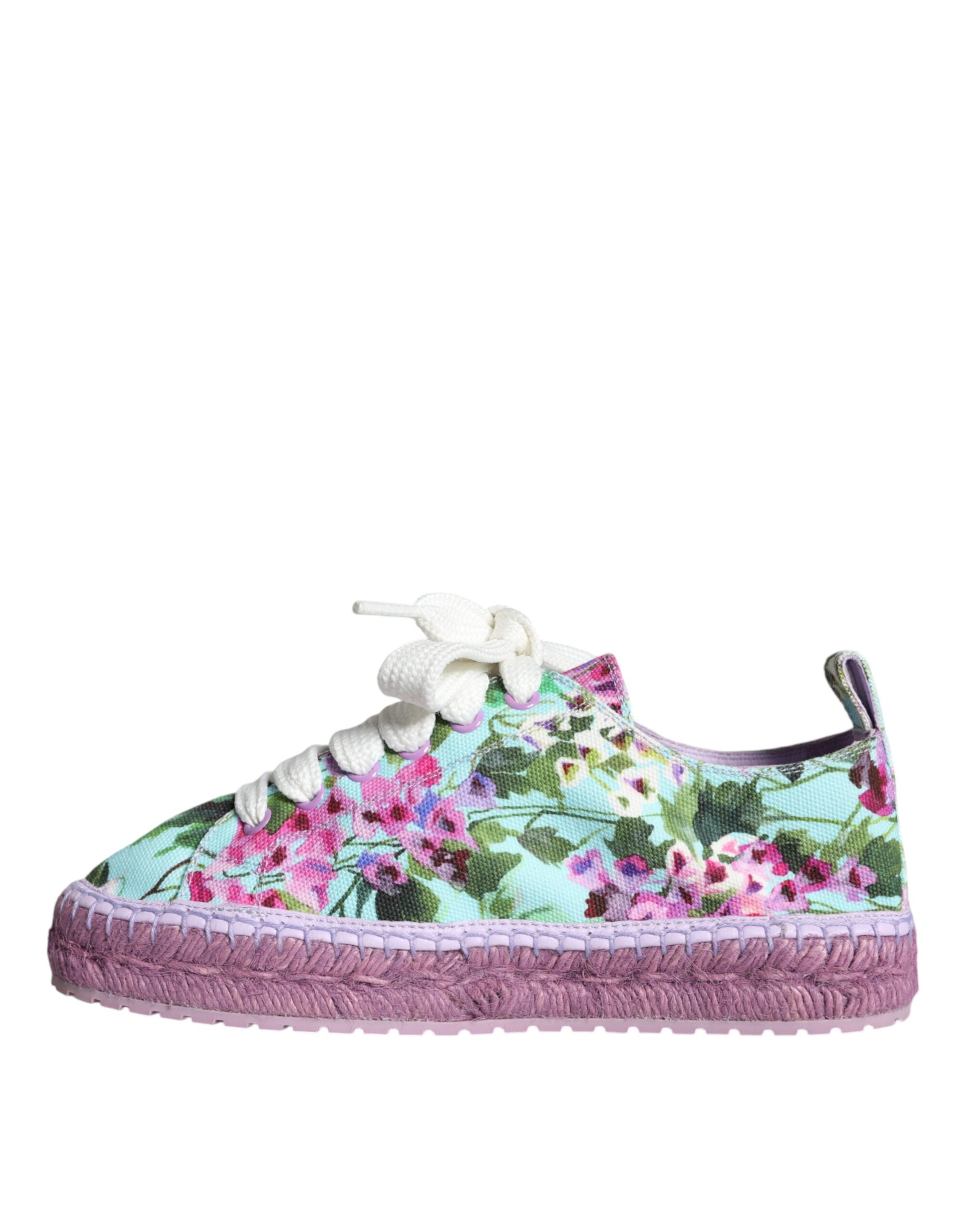 Espadrilles Dolce & Gabbana à motif floral multicolore en toile, chaussures sneaker confortables et stylées.