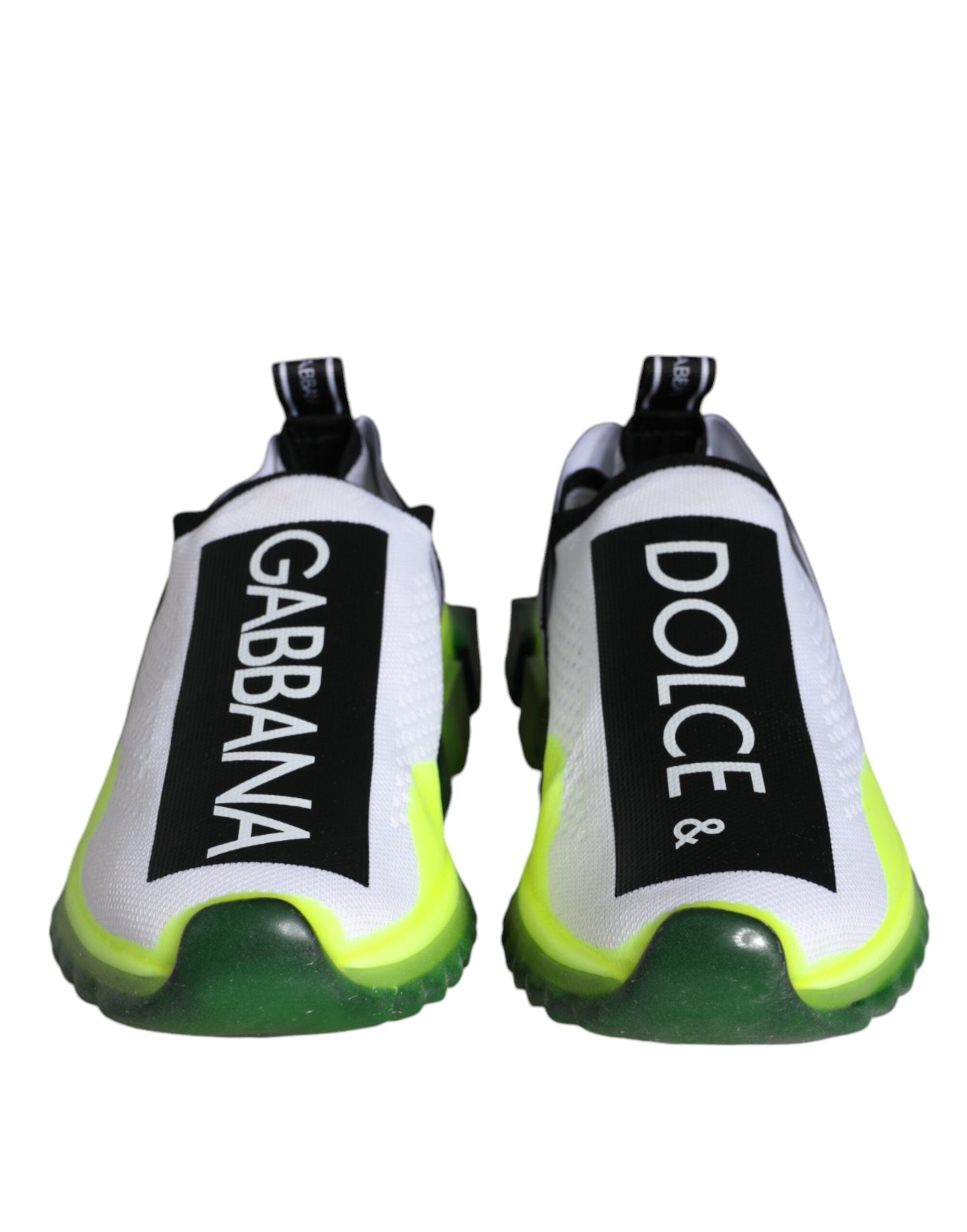 Chaussures sneakers Dolce & Gabbana Sorrento blanches et jaunes, slip-on, style décontracté pour homme.