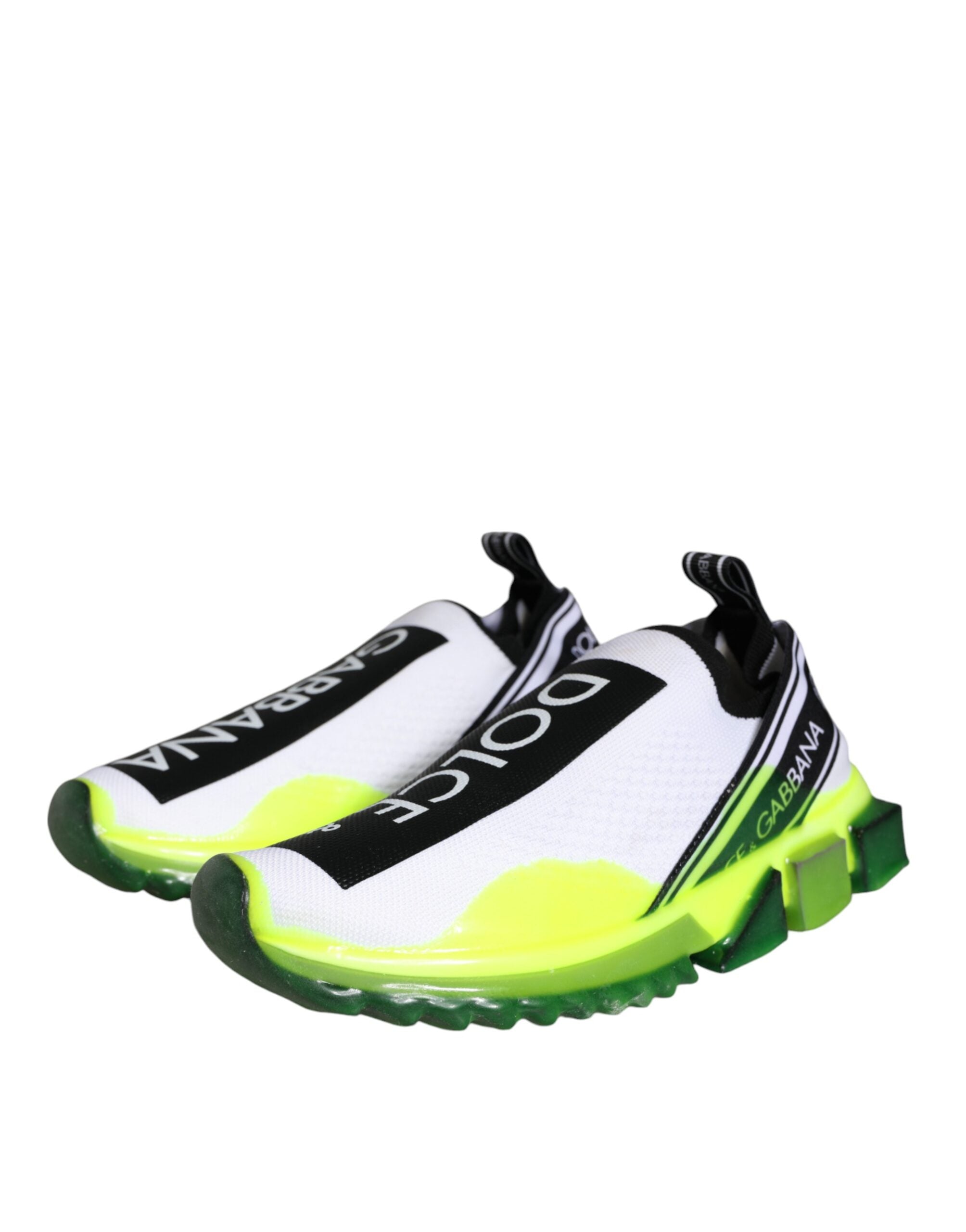 Chaussures sneakers Dolce & Gabbana Sorrento blanches et jaunes, slip-on, chaussures décontractées pour homme.