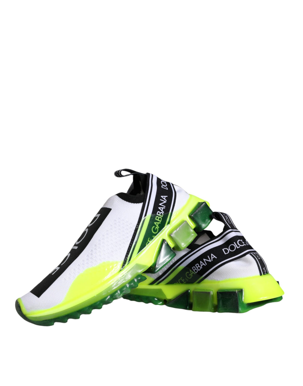 Chaussures sneakers Dolce & Gabbana Sorrento blanches et jaunes à enfiler, style décontracté et moderne.