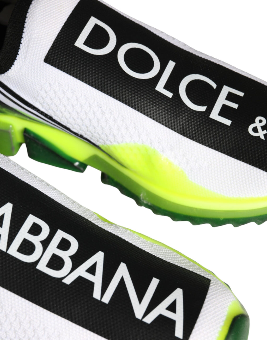 Chaussures sneakers Dolce & Gabbana Sorrento blanches et jaunes, style slip-on, vue de face