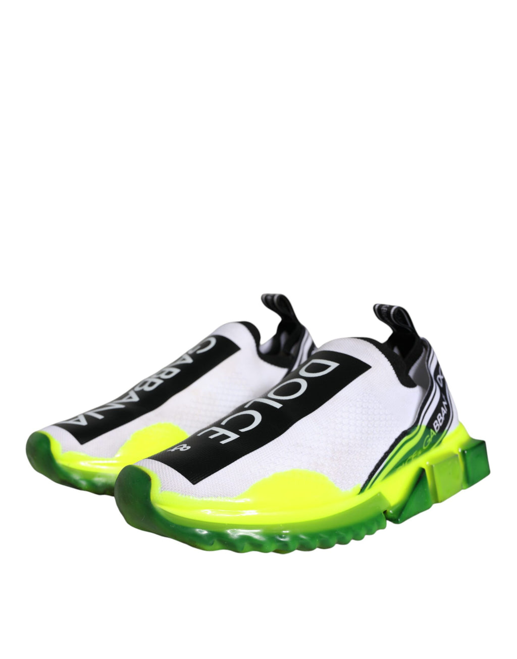 Chaussures slip-on Sorrento Dolce & Gabbana blanches et jaunes, baskets légères et élégantes pour homme.