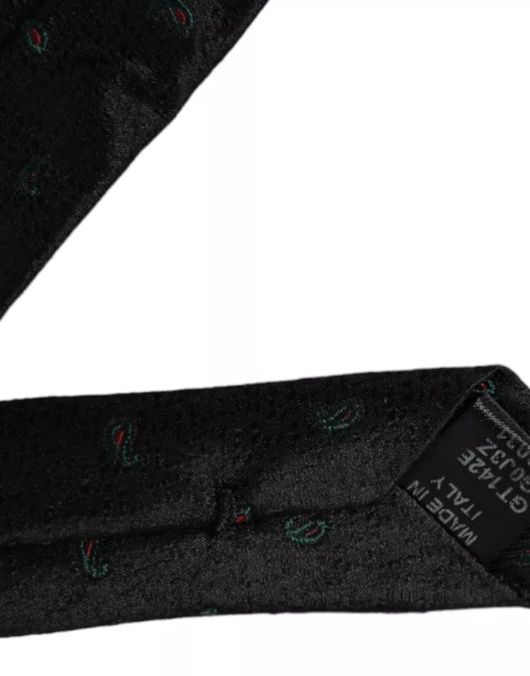 Dolce & Gabbana Dark Gray Fantasy 100% Silk Adjustable Men Tie
